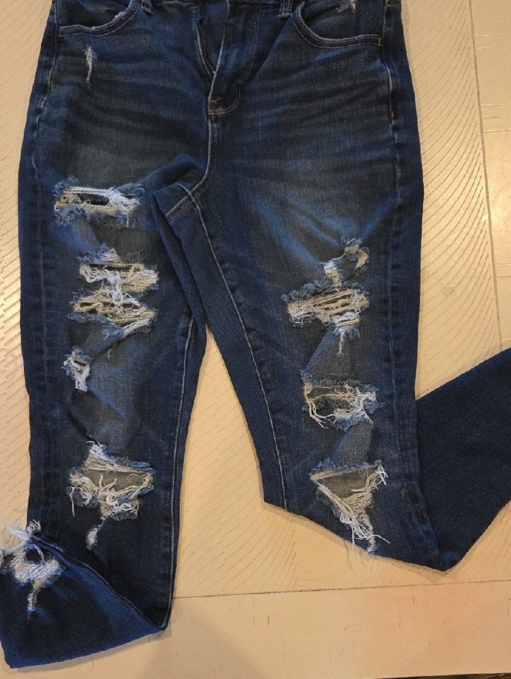 American Eagle Outfitters Dark Blue Ripped Skinny Jeans
